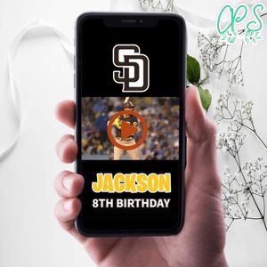 San Diego Padres Birthday Video Invitation Digital Template Customizable Instant Download