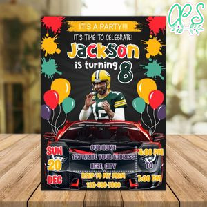 Aaron Rodgers Green Bay Packers Drive By Birthday Parade Invitation Printable Instant Download