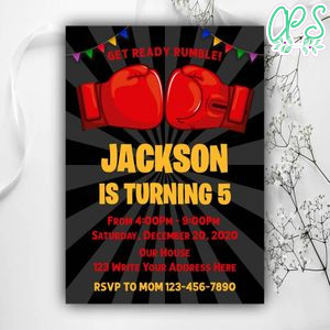 Boxing Glove Invitation Instant Download