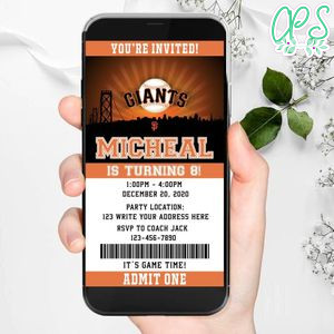 Electronic San Francisco Giants Electronic Invite Birthday Invitations DIY