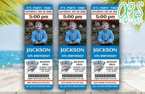 Printable Oklahoma City Thunder Birthday Ticket With Photo Invitation Instant Download