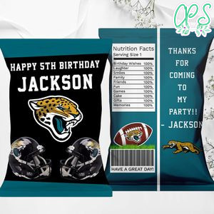 Printable Jacksonville Jaguars Birthday Chip Bags Instant Download
