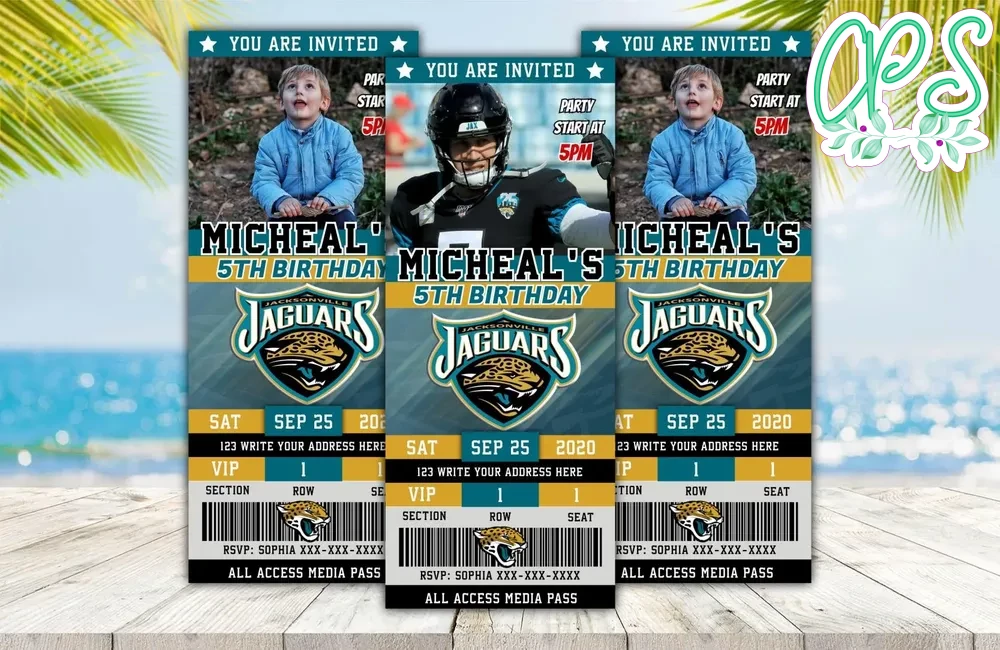 Jacksonville Jaguars Ticket Birthday Editable Template Instant Download