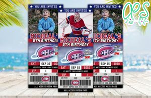 Montreal Canadiens Ticket Birthday Editable Templates Instant Download
