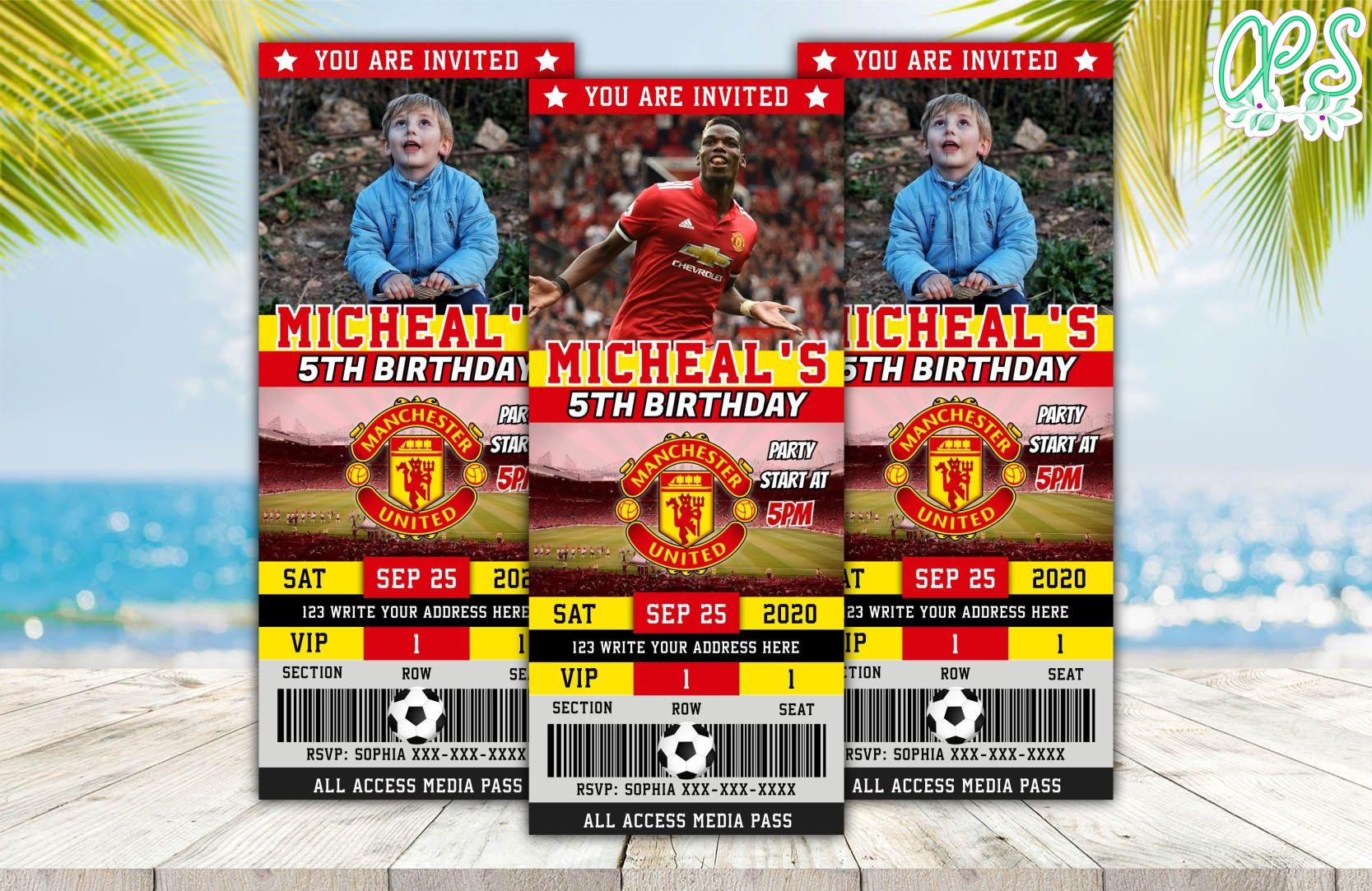 Editable Manchester United F.C Birthday Ticket Invitations DIY