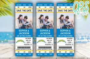 Los Angeles Chargers Save The Date Wedding Engagement Announcement Ticket Invitation Instant Download