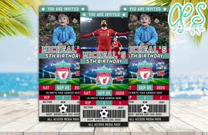 Editable Liverpool FC Birthday Ticket Invitations Instant Download