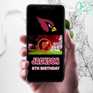 Arizona Cardinals Birthday Video Invitation Digital Template Customizable Instant Download