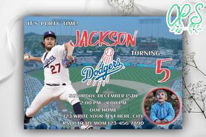 Los Angeles Dodgers Birthday Flyer Template to Print at Home Instant Download