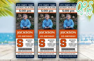 Printable Syracuse Orange Birthday Ticket With Photo Invitation Instant Download
