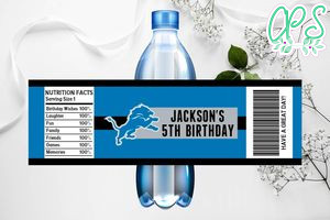Printable Detroit Lions Water Bottle Labels Instant Download