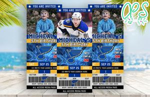 Editable St Louis Blues Birthday Ticket Invites Instant Download