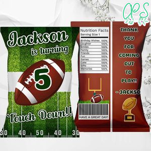 Printable Football Birthday Chip Bags Instant Download