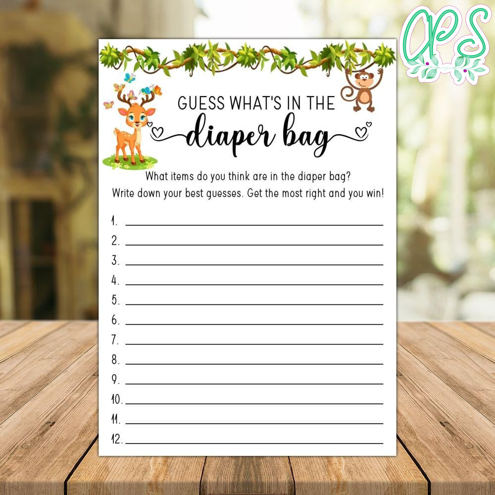 Guess What's in the Diaper Bag Baby Shower Game Instant Download