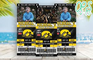 Editable Iowa Hawkeyes Birthday Ticket Invitations Instant Download