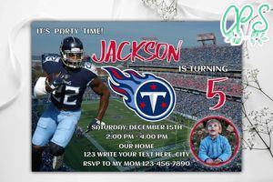 Tennessee Titans Birthday Invitation Template to Print at Home Instant Download