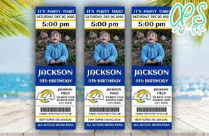 Printable Los Angeles Rams Birthday Ticket With Photo Invitation Instant Download