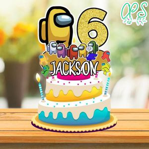 Yellow Among US Birthday Cake Topper Template Printable Instant Download