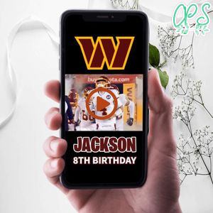 Washington Commanders Birthday Video Invitation Digital Template Customizable Instant Download
