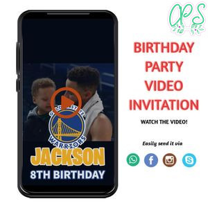 Stephen Curry Birthday Video Invitation Digital Template Customizable Instant Download