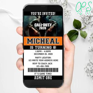 Electronic Call Of Duty Electronic Invite Birthday Invitation DIY