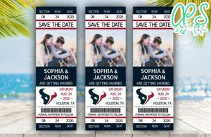 Editable  Houston Texans Save The Date Wedding Engagement Announcement Ticket Invitation Instant Download
