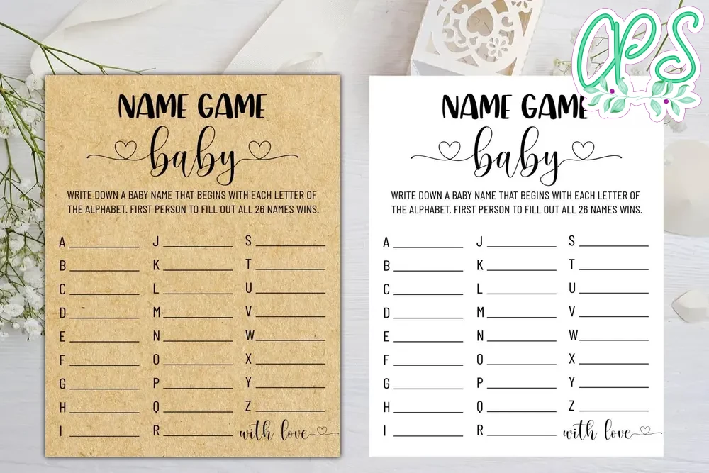 Printable Baby Name Baby Shower Game Instant Download | CustomPartyShirts