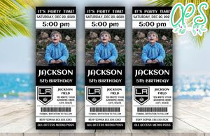 Printable Los Angeles Kings Birthday Ticket With Photo Invitation Instant Download