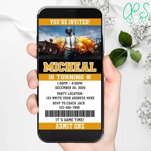 Electronic Playerunknown's Battlegrounds Electronic Invite Birthday Invitation Instant Download