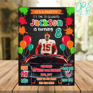 Patrick Mahomes Kansas City Chiefs Drive By Birthday Parade Invitation Printable Instant Download