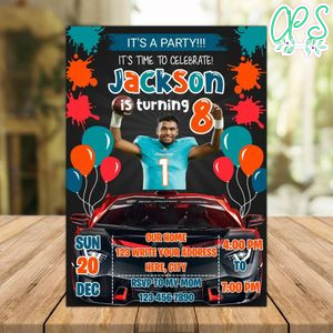 Tua Tagovailoa Miami Dolphins Drive By Birthday Parade Invitation Printable Instant Download