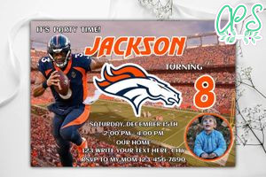 Denver Broncos Birthday Invitation Template to Print at Home Instant Download