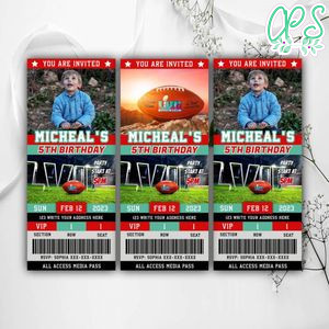 Super bowl birthday ticket Instant Download