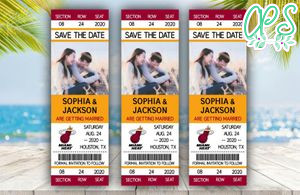 Miami Heat Save The Date Wedding Engagement Announcement Ticket Invitation Instant Download