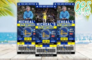 Editable Golden State Warriors Basketball Birthday Ticket Invitations DIY