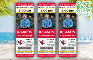 Printable Kansas City Chiefs Birthday Ticket With Photo Invitation Instant Download
