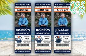 Printable Edmonton Oilers Birthday Ticket With Photo Invitation Instant Download