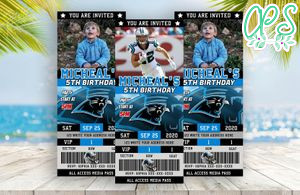Editable Carolina Panthers Birthday Ticket Invites Instant Download