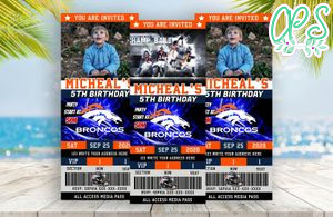 Denver Broncos Ticket Birthday Editable Template Instant Download