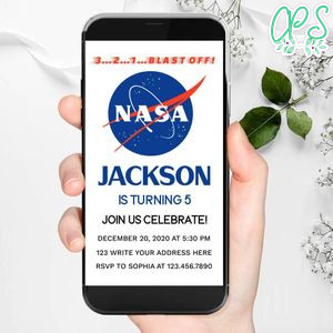 Electronic NASA Electronic Invite Birthday Invitation Instant Download
