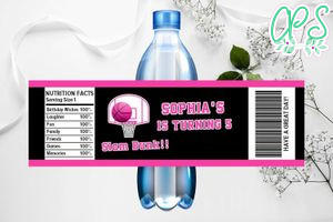 Basketball Girl Water Bottle Labels Digital Files