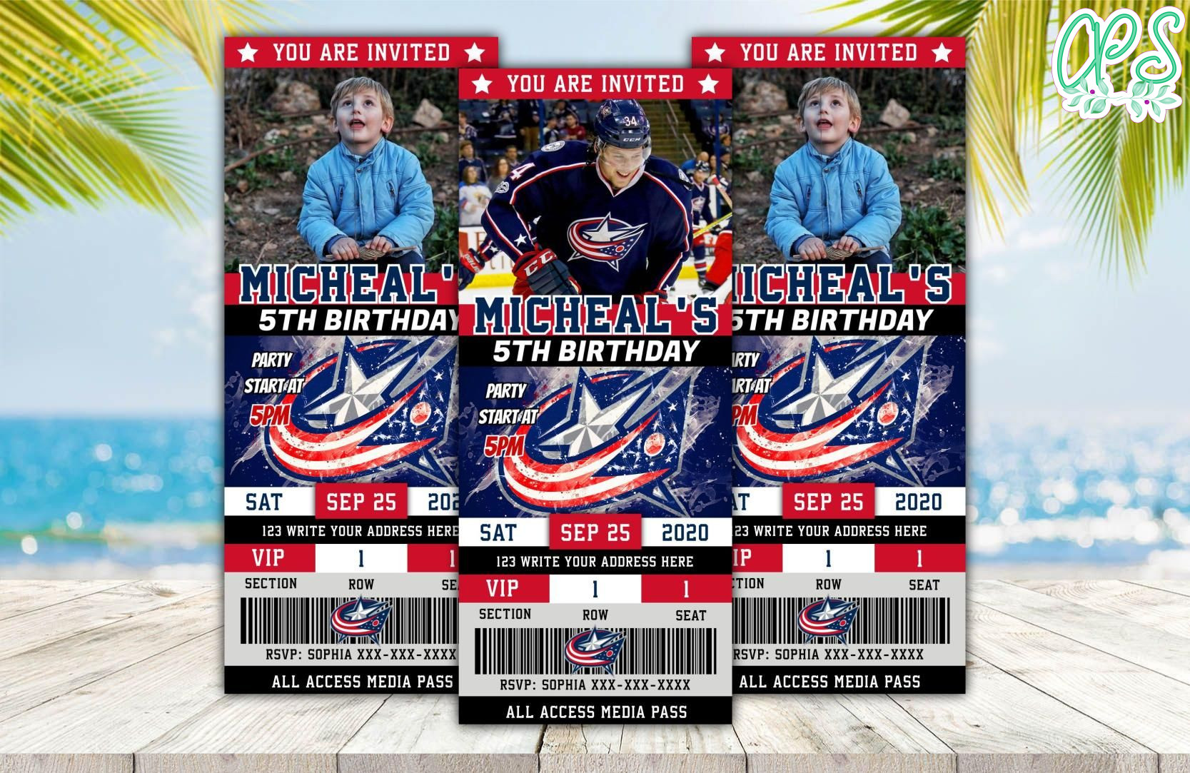 Columbus Blue Jackets Ticket Birthday Editable Template Instant