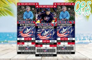 Editable Columbus Blue Jackets Birthday Ticket Invitation Instant Download