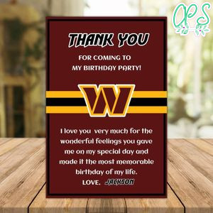 Washington Commanders Thank you card Template to Print at Home Instant Download