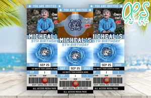 Editable North Carolina Tar Heels Birthday Ticket Invitation Instant Download