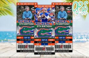 Editable Florida Gators Football Birthday Ticket Invites Instant Download