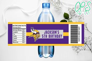 Printable Minnesota Vikings Water Bottle Labels Instant Download