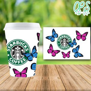 Starbucks Wrap Butterfly PNG File template DIY