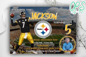 Pittsburgh Steelers Birthday Invitation Template to Print at Home Instant Download