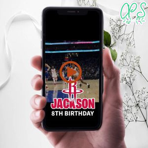 Houston Rockets Birthday Video Invitation Digital Template Customizable Instant Download
